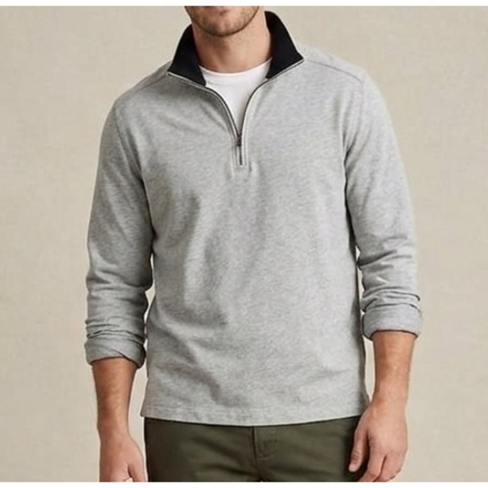 VTG Preppy Casual J. Crew Factory Heather Gray 1/4-zip Pullover Sweatshirt MXL
